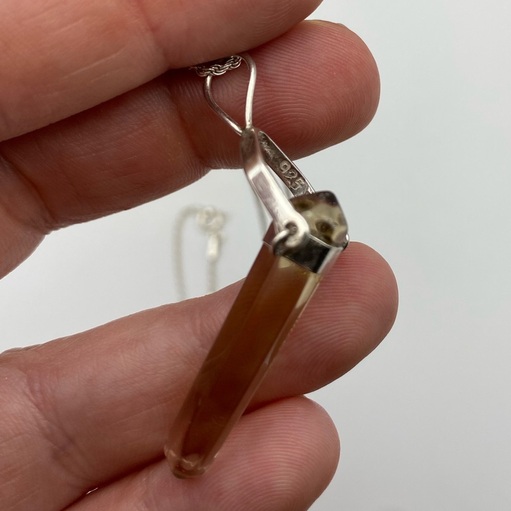 Sterling Silver 925 Polished Point Gemstone Necklace - Picture 3 of 6